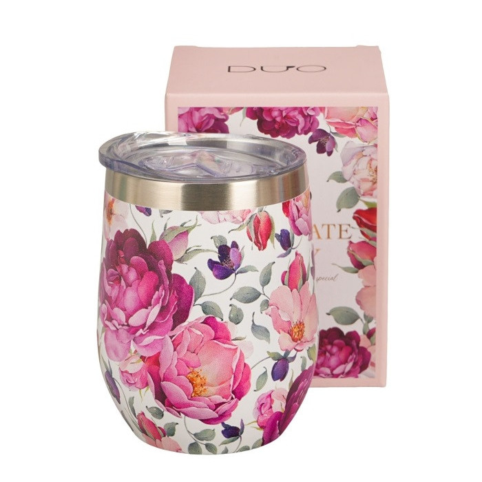 Kubek termiczny Wiosenne Róże 300 ml DUO | Stal nierdzewna 18/8