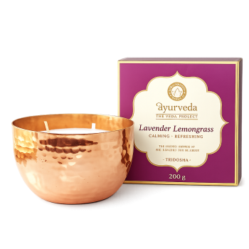 Świeca zapachowa Tridosha Lawenda & Trawa Cytrynowa 200 g | Song of India