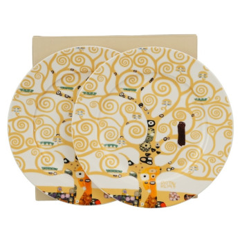 2 talerze deserowe Klimt Drzewo Życia 19,2 cm DUO