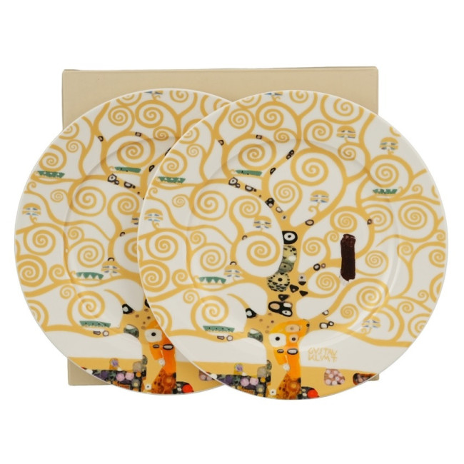 2 talerze deserowe Klimt Drzewo Życia 19,2 cm DUO