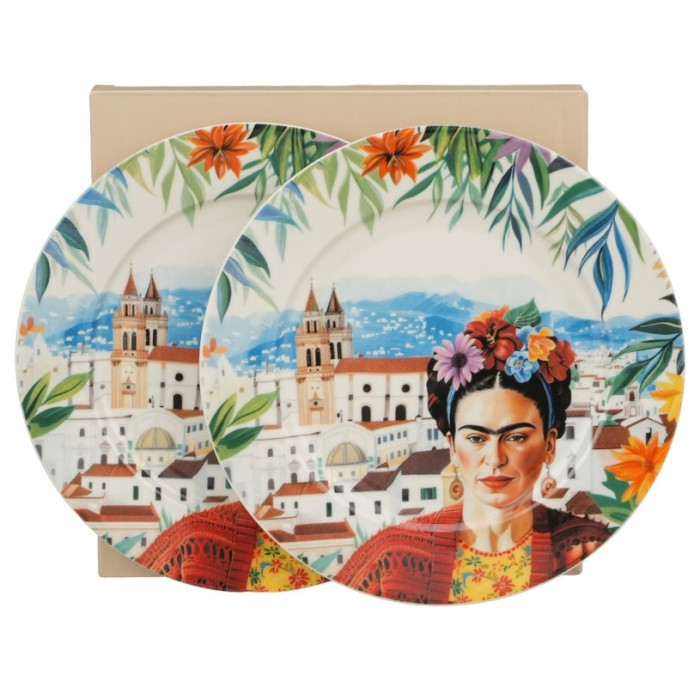 2 talerze deserowe Frida Mexican Art 19,2 cm