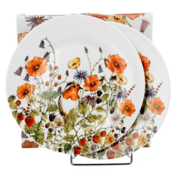 2 talerze deserowe Rudzik w Ogrodzie 19,2 cm DUO