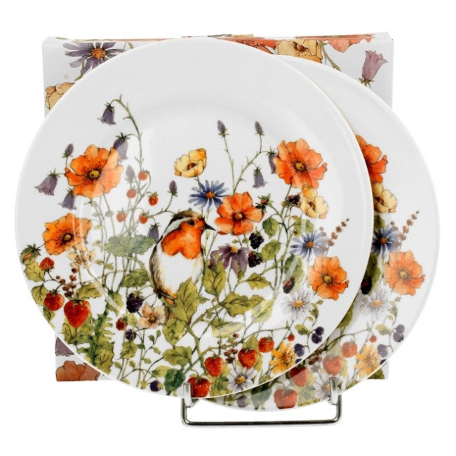 2 talerze deserowe Rudzik w Ogrodzie 19,2 cm DUO