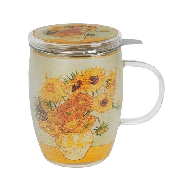 Szklany kubek z zaparzaczem Van Gogh Słoneczniki 350 ml DUO
