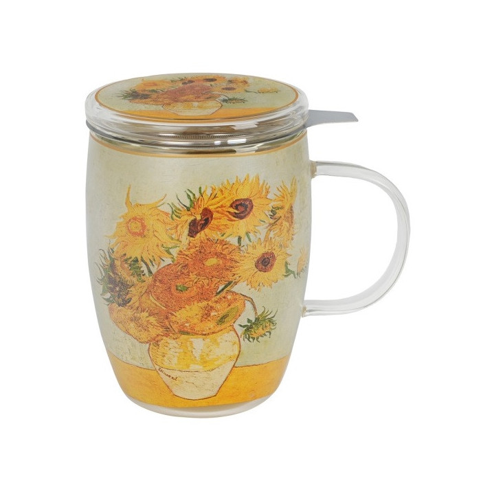 Szklany kubek z zaparzaczem Van Gogh Słoneczniki 350 ml DUO