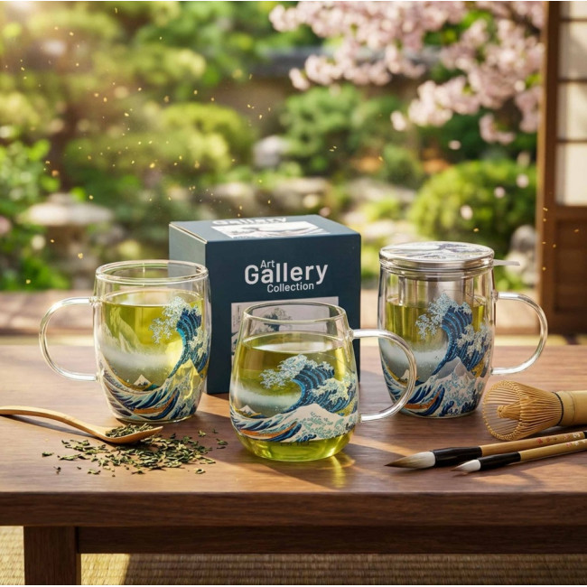 Szklany kubek Hokusai Wielka Fala 350 ml DUO