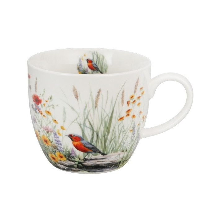 Kubek w koszyczku Rudzik w Ogrodzie 460 ml DUO
