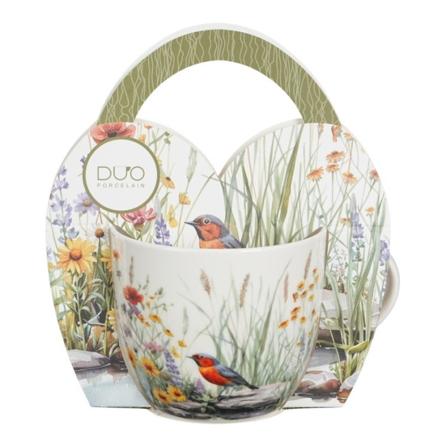 Kubek w koszyczku Rudzik w Ogrodzie 460 ml DUO