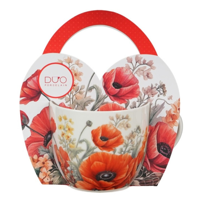 Kubek w koszyczku Maki 460 ml DUO Kwiaty Classics