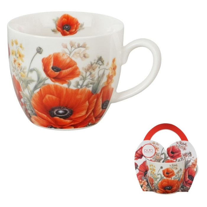 Kubek w koszyczku Maki 460 ml DUO Kwiaty Classics