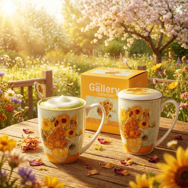 Kubek z zaparzaczem Van Gogh Słoneczniki 360 ml DUO