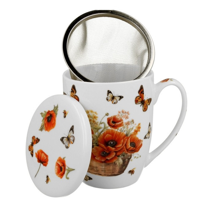 Kubek z zaparzaczem Kosze Kwiatów Maki 350 ml DUO