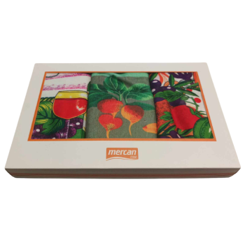 Komplet ścierek kuchennych bawełnianych z haftem 3 szt. 42x64 cm