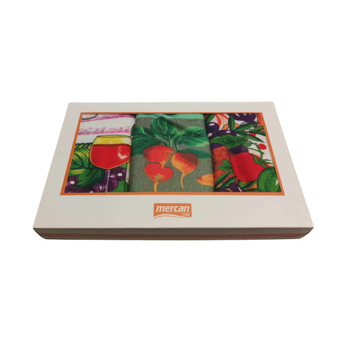 Komplet ścierek kuchennych bawełnianych z haftem 3 szt. 42x64 cm