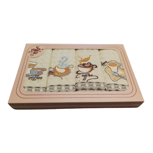 omplet ścierek kuchennych bawełnianych z haftem 4 szt. 25x50 cm